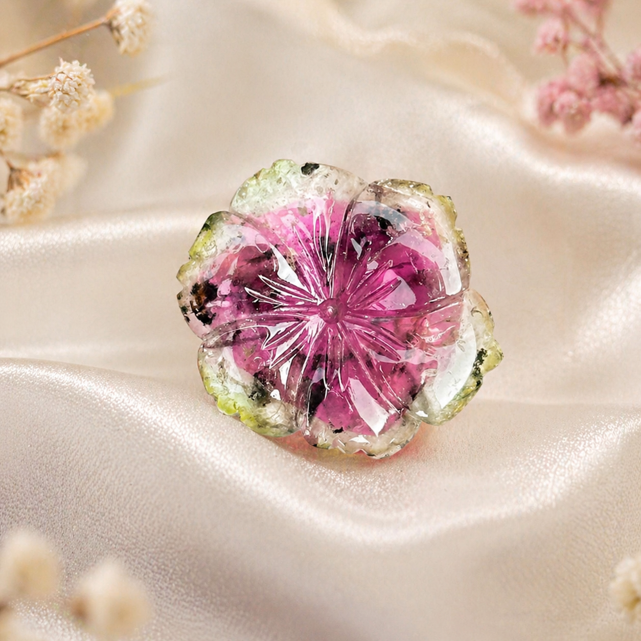 Tourmaline Gemstone in floral shape